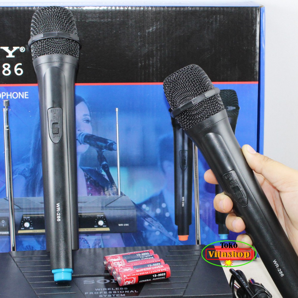 Microphone Wireless  Mic Sony WR-286 Microphone / Mikropon Genggam Double Hitam