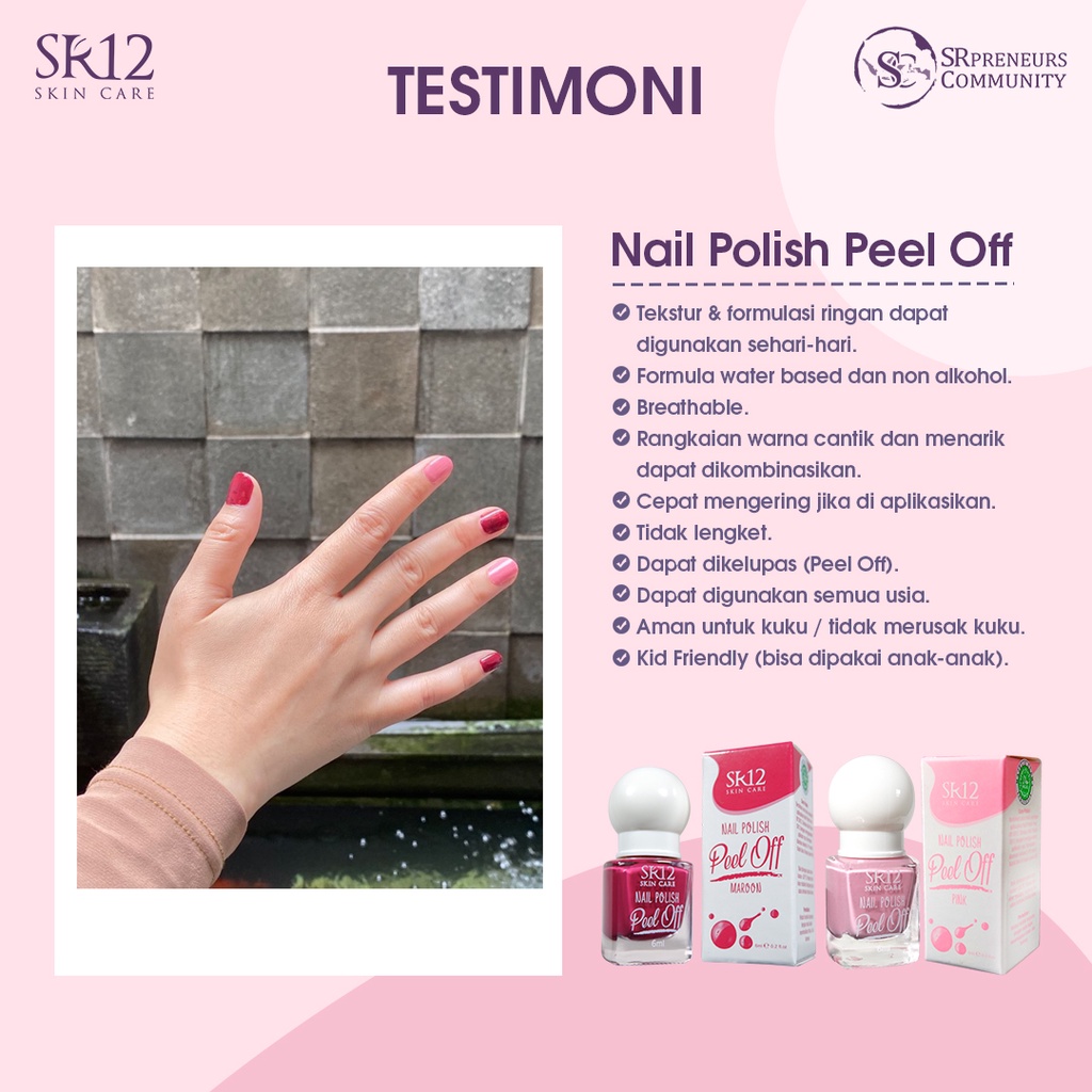 KUTEK SR12 HALAL / NAIL POLISH PEEL OFF / KUTEK KELUPAS WATER BASED NON ALKOHOL / CAT KUKU BPOM