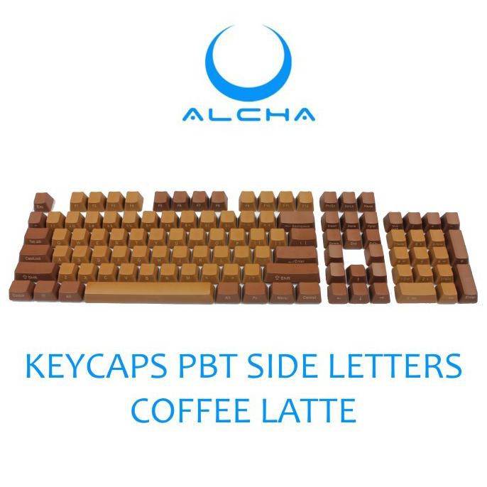 Spesial Alcha Keycaps Pbt Coffee Latte Side Letters Oem Profile Single Shot Promo