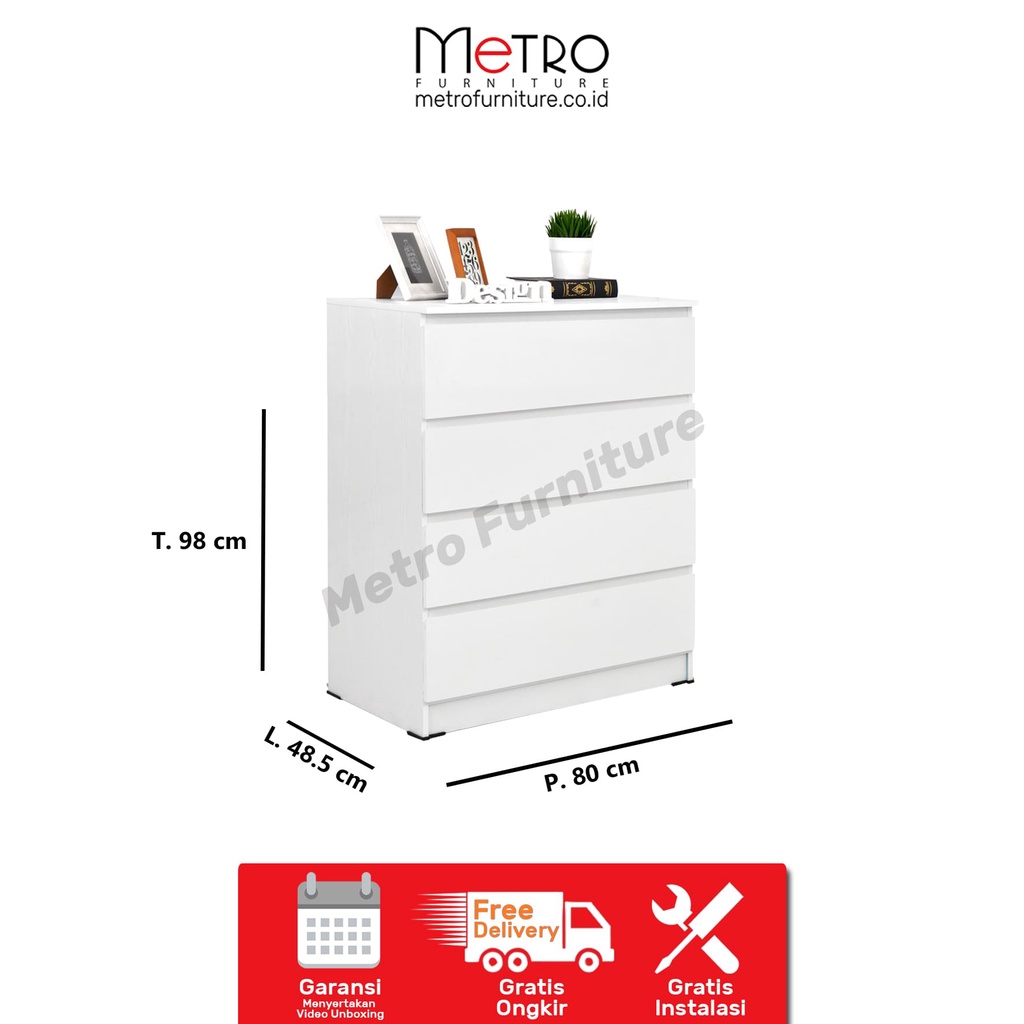 Tempat penyimpanan / Drawer / Laci 4 tingkat MALM