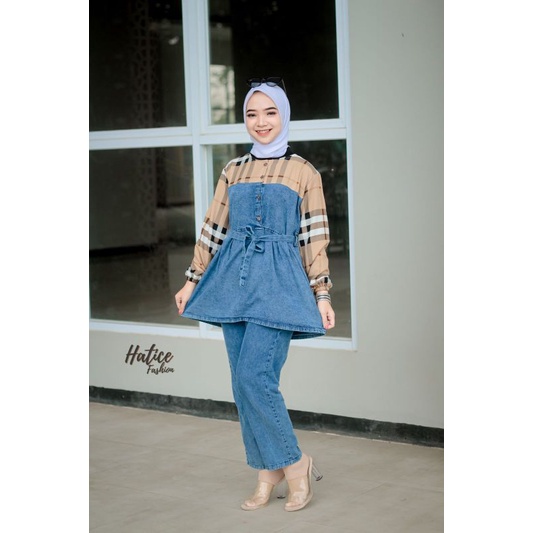 HATICE FASHION || ONE SET CELANA JEANS WASH MIX KATUN || ONE SET WANITA || SETELAN CELANA ORY