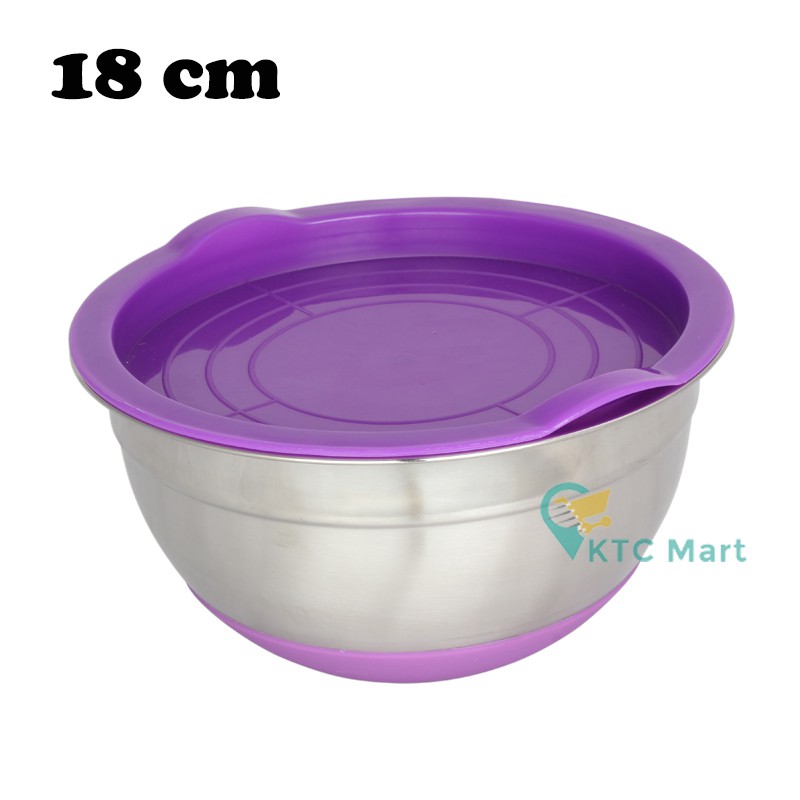 Mixing Bowl 18 cm Warna Anti Slip/ Mangkok Baskom Adonan Stainless