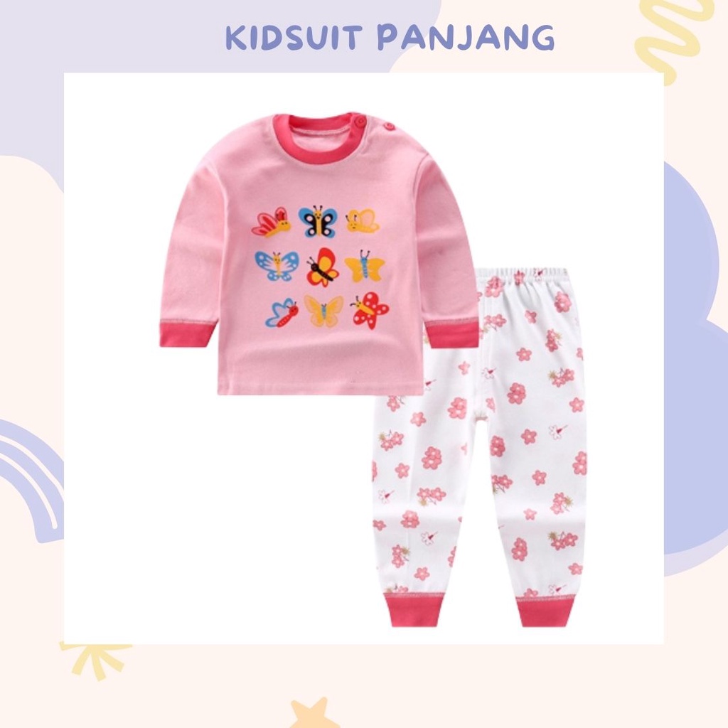 HappyOliver KIDS SUIT PIYAMA PANJANG Setelan Anak Bahan Kaos Celana Berkualitas Import cewek cowok H1A