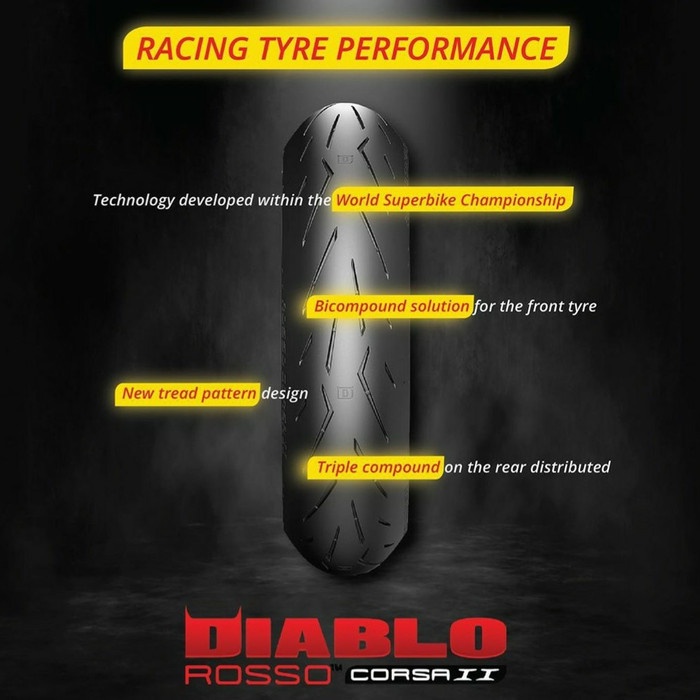 TERLARIS Ban motor Sport Pirelli Diablo Rosso Corsa II 90/80-17 &amp; 110/70-17 jui58