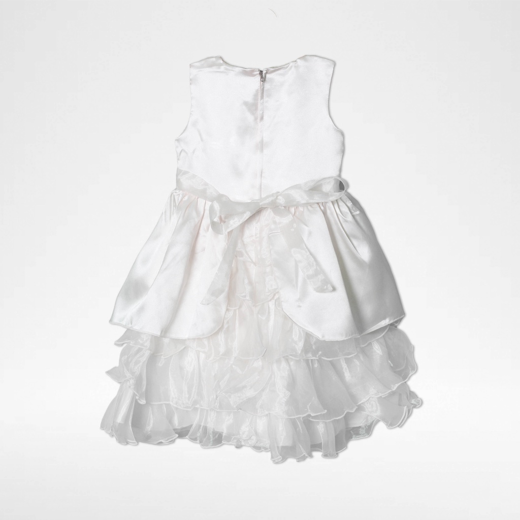 Haura Dress Anak Ruffle Satin Premium &amp; Bando Anak AK37