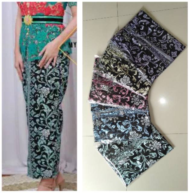 Rok katun print bakung panjang bali model kamen jadi