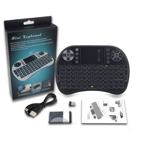 Flashmart Mini Keyboard Wireless 2.4GHz dengan Touch Pad &amp; Fungsi Mouse i8 Android TV Box