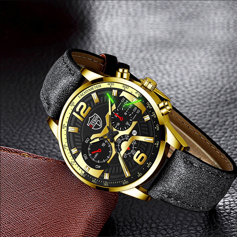 Jam Tangan Pria Business Stainless Steel Quartz Calendar Watches Anti Air Deyros Asli Pria Jam Kuarsa High Quality alloy case (FREE BOX)