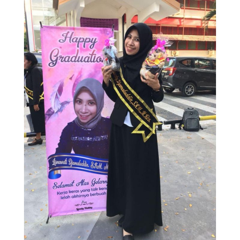 Selempang Wisuda + banner wisuda (Paket Hemat)