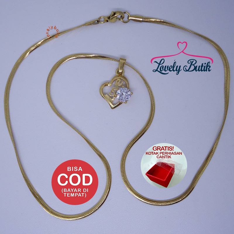 Lovely LOVE  Kalung Titanium Silver  Wanita / Kalung Titanium Wanita