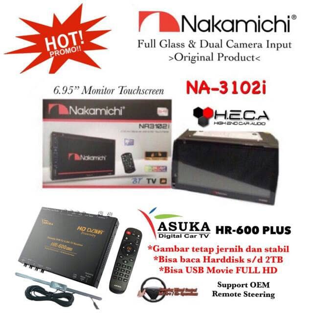 PAKET Nakamichi NA-3102i Double Din   ASUKA HR-600 TV Tuner Digital