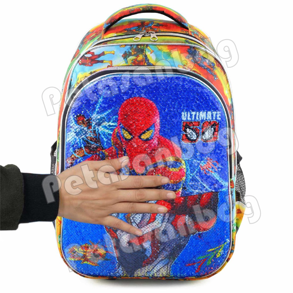 PTS - Tas Usap Ransel Sekolah Anak Cowo / Laki Laki Karakter USAP Swipe Crush - ULTRAMEN SPIDERMAN CAPTAIN AMERICA +BOTOL