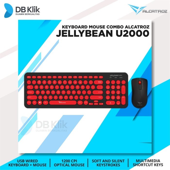 Keyboard Mouse Alcatroz Jellybean U2000 Combo USB Wired 1200CPI