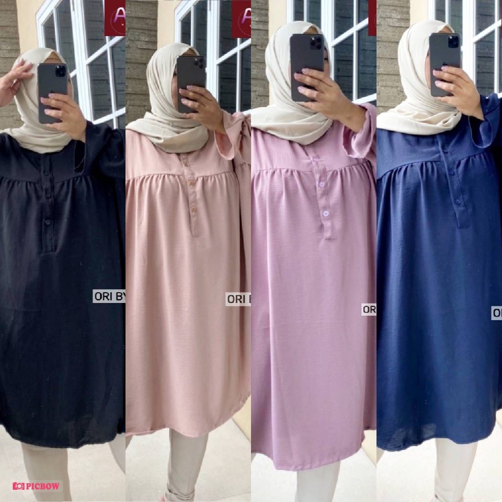 Areta Tunik Original Atta Collection Atasan Pakaian Wanita Crinkle Airflow Motif Polos LD160 Super J