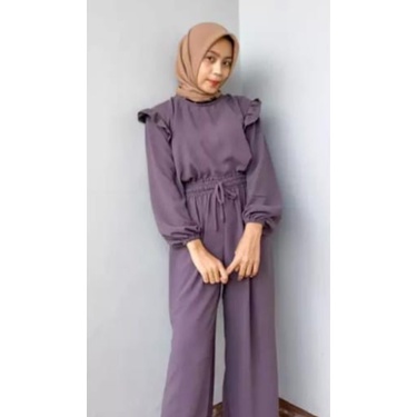 Ruby Set Rayon Crincle / Setelan Wanita Modern 2021 / Setelan Wanita Polos Kekinian / Setelan Kulot 
