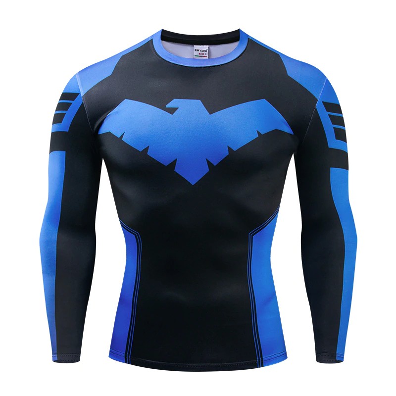 2019 New Design Compression Shirt 3D Printed T-shirts Nightwing Cosplay Costume Fitness