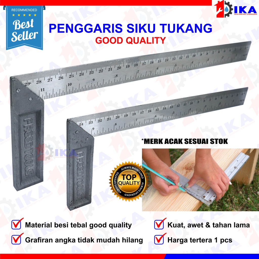 Penggaris Siku Tukang Besi Pasekon 25 cm 10 inch / 30 Cm 12 inch Termurah alat ukur akurat