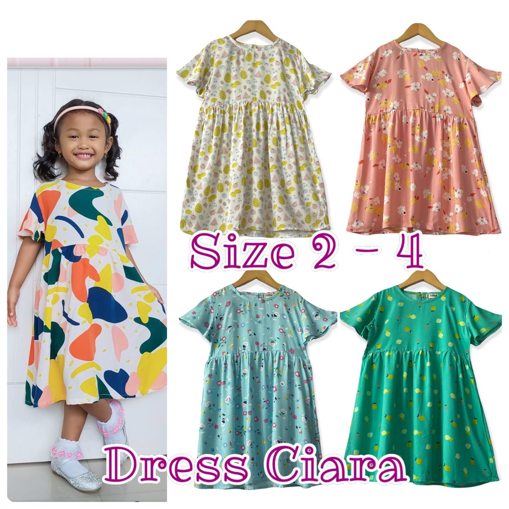 Dress Ciara Dress Anak Rayon Junior Neeca Kiddos Size 2-4 Tahun