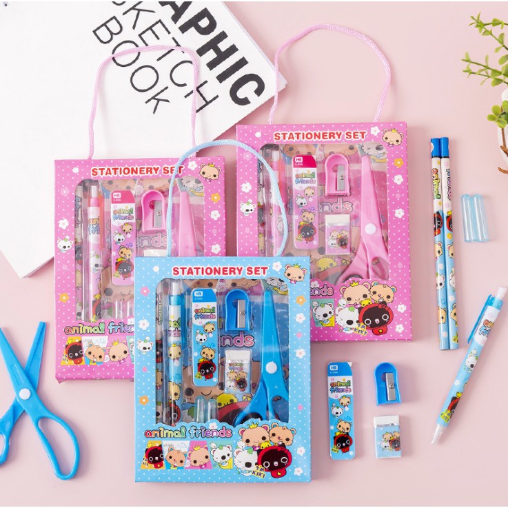 

Paket alat tulis set / stationery set memo / souvenir ulang tahun anak