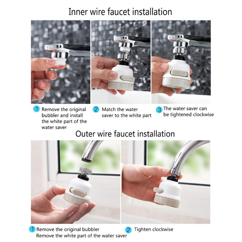 Gro Adapter Keran Air 3 Mode Bisa Berputar 360 Derajat Untuk Dapur