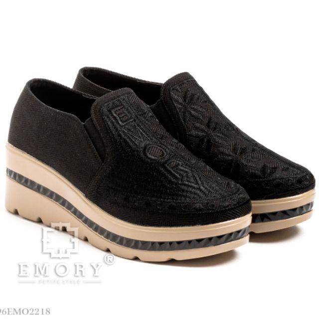 Sepatu Emory Daneya 96emo2218 original brand SEPATU WEDGES IMPORT BATAM MODEL TERBARU-Black