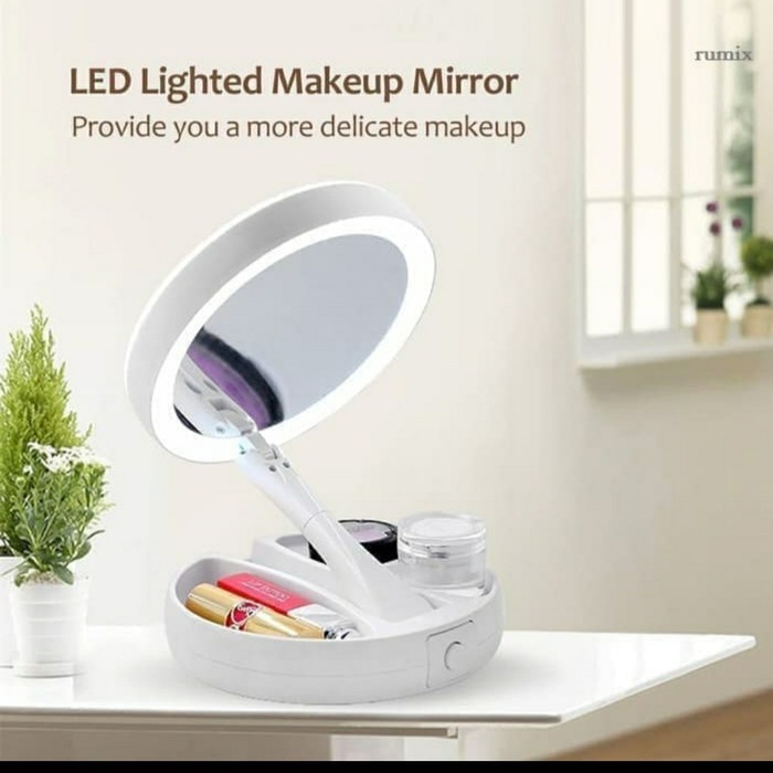 BARU  LED MIRROR CERMIN MAKE UP LAMPU TIDUR BULAT KACA RIAS LED LAMPU