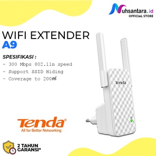 WiFi Extender Tenda A9 Universal Wireless Extender Repeater Wireless Penguat Sinyal 2 Antena 300mbps