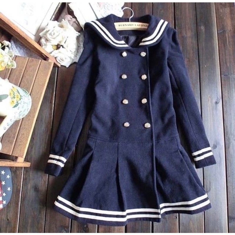 Loli Sailor Skirt Jacket Seifuku Lolita Jaket Kawaii Jepang Pelaut Seragam