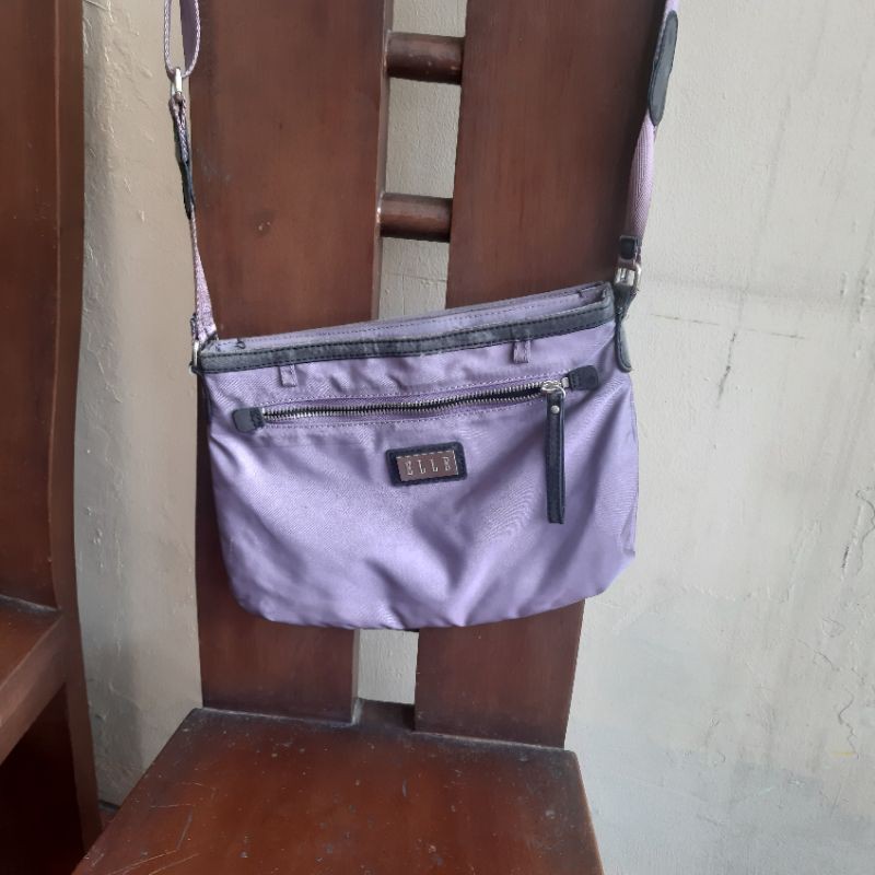 [SECOND] TAS SLINGBAG ELLE ORIGINAL PURPLE METALLIC
