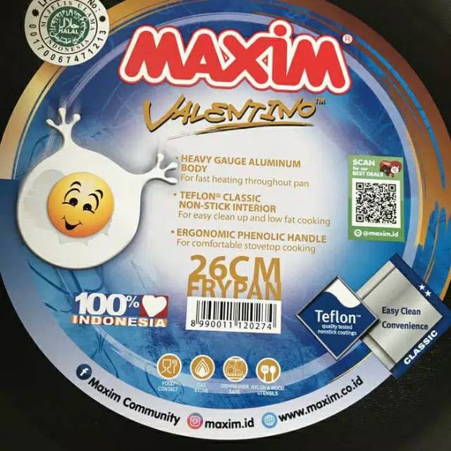 [COD] FRYPAN 26 CM MAXIM VALENTINO WAJAN TEFLON  FRYPAN ANTI LENGKET