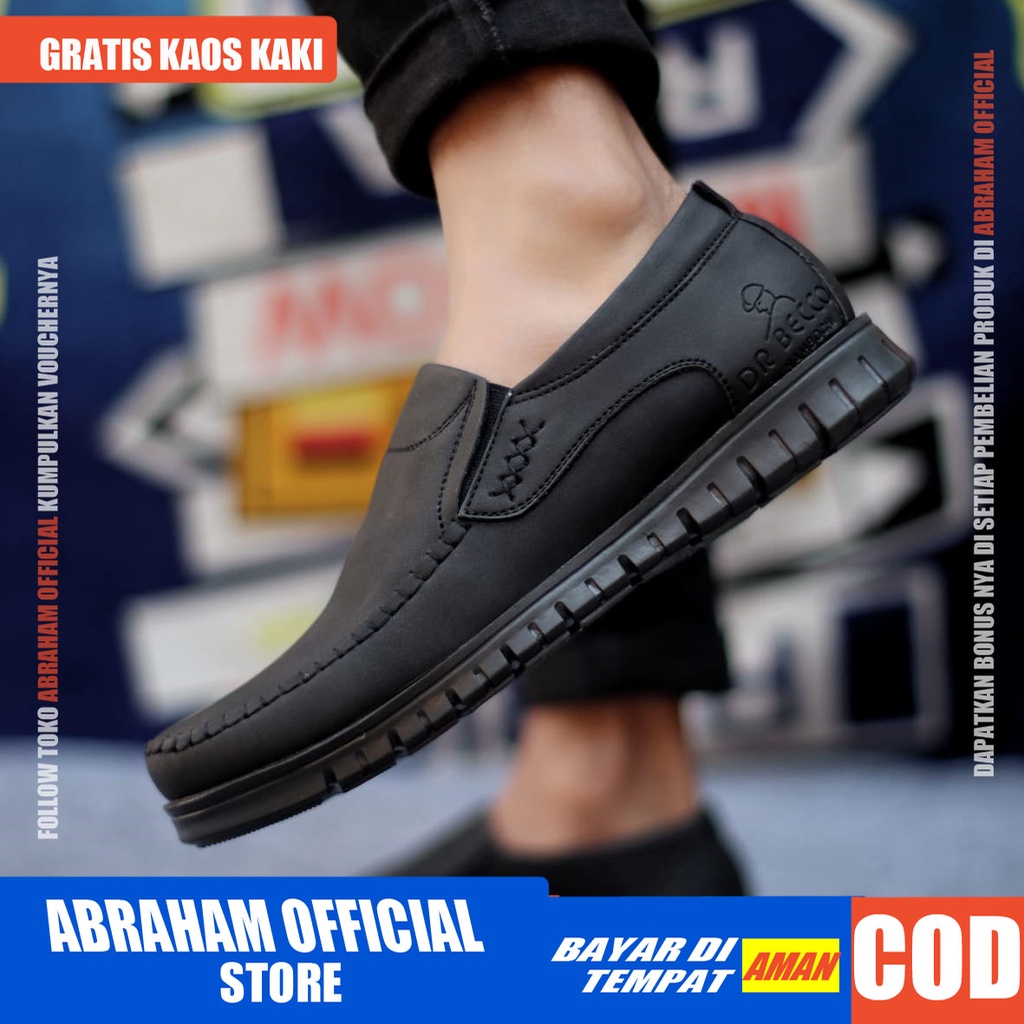 ABRHM x BLENO Sepatu Kasual Pria Sepatu Casual Pria Kulit Pu Sepatu Pria Casual Cowok/Cowo Sepatu Kerja Kantor Semi Formal Anti Slip Kuliah Kondangan Gaya keren Kekinian Murah Terlaris