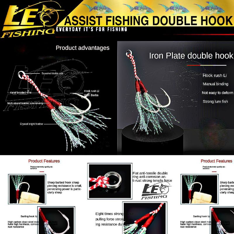 ASSIST FISHING DOUBLE HOOK DAN SINGLE HOOK KAIL STAINLESS STEEL BARANG ORIGINAL