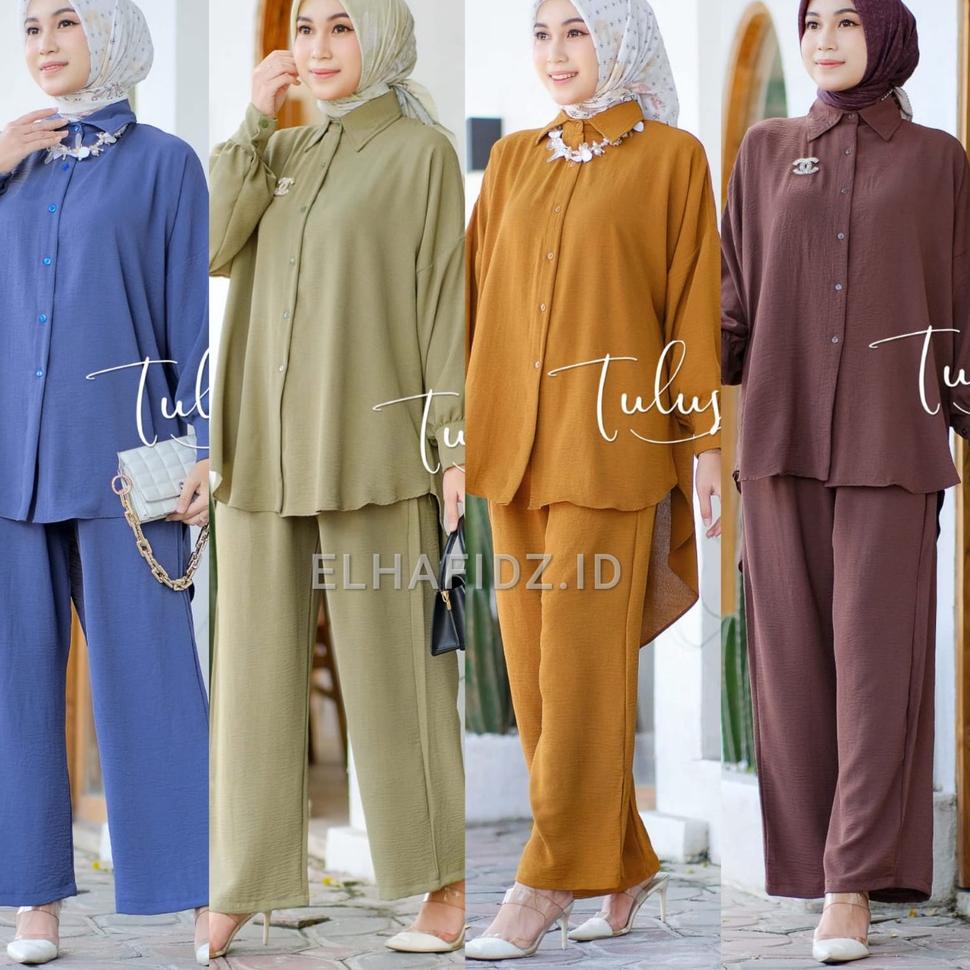 KIRIM HARI INI Tulus Signature Samara Set / One Set Jumbo Airflow Crinkle Premium Motif Polos / Sete