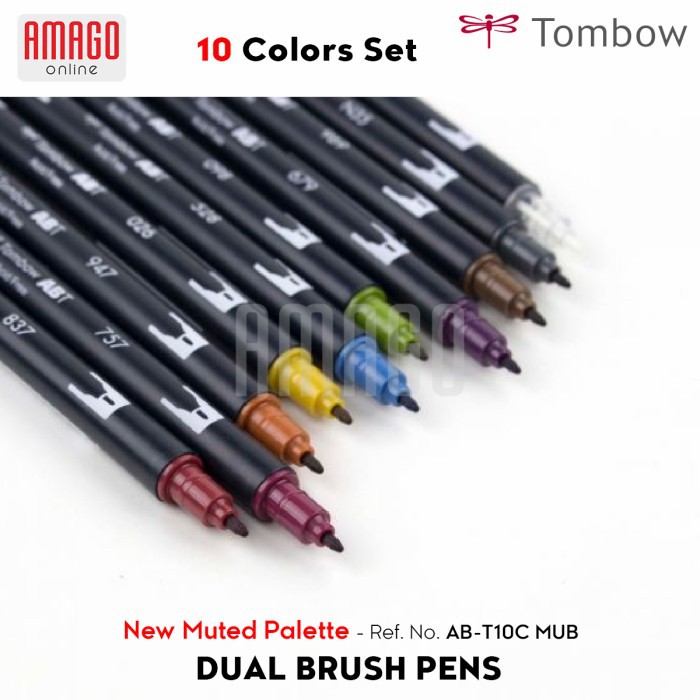 TOMBOW Dual Brush Pens - NEW MUTED Palette of 10 colors - AB-T10C MUB