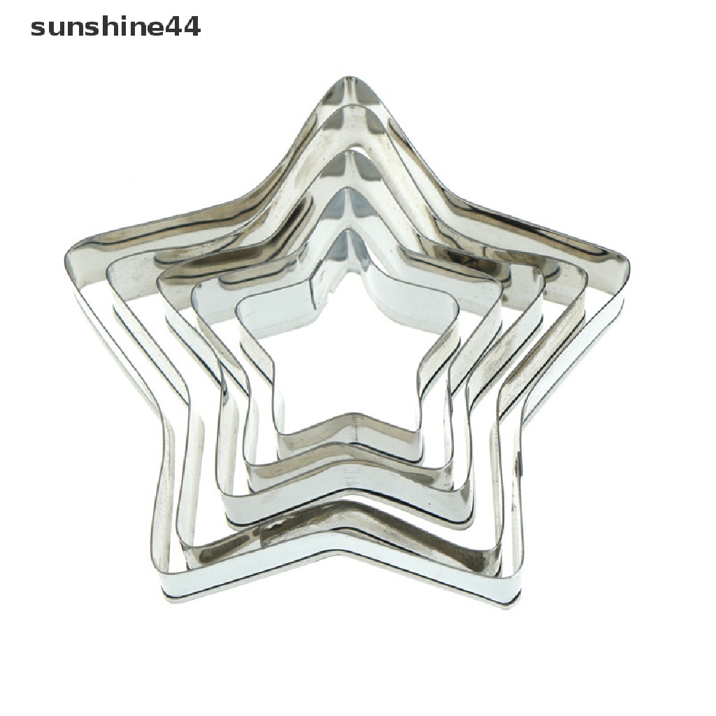 Sunshine 5pcs Cetakan Pemotong Kue / Biskuit diy Bentuk Bintang Bahan stainless steel