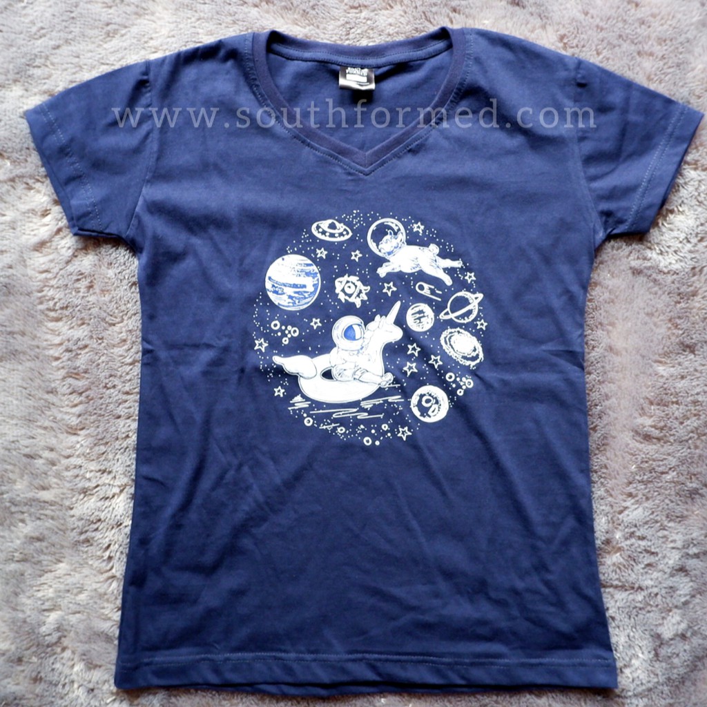 SOUTH FORMED UNICORN ASTRONOT KAOS V NECK / O NECK KATUN PREMIUM ADEM WANITA / CEWEK MOTIF / GAMBAR