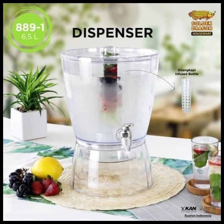 DISPENSER +INFUSED 6,5 LITER / WADAH MINUMAN GALON GOLDEN DRAGON 889-1
