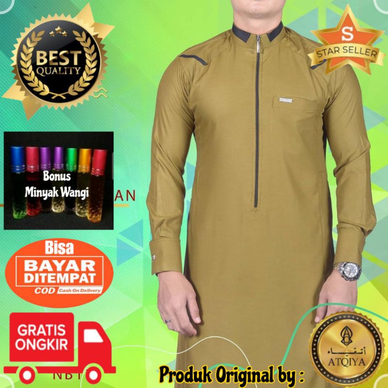 Gamis ATQIYA motif NABHAN / Jubah Pria / Gamis Laki / Gamis Modern / Jubah kekinian / Slim / Muslim