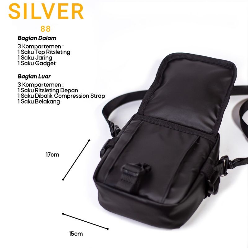 TAS SELEMPANG SILVER TAS SILVER SLING BAG SILVER WATERPROOF