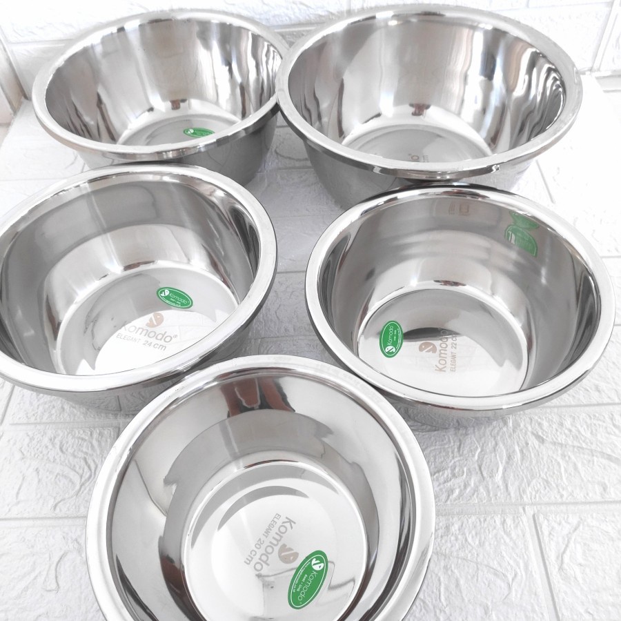 Baskom Korea Stainless Komodo TEBAL Mangkok Aduk Mixing Bowl Adonan Sup