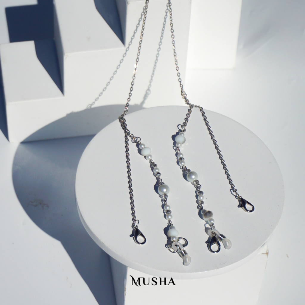 MUSHA Double Strap - Pearl &amp; Chain | Tali Masker / Strap Masker