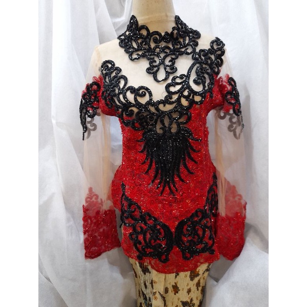 Kebaya atasan tile bordir payet merah