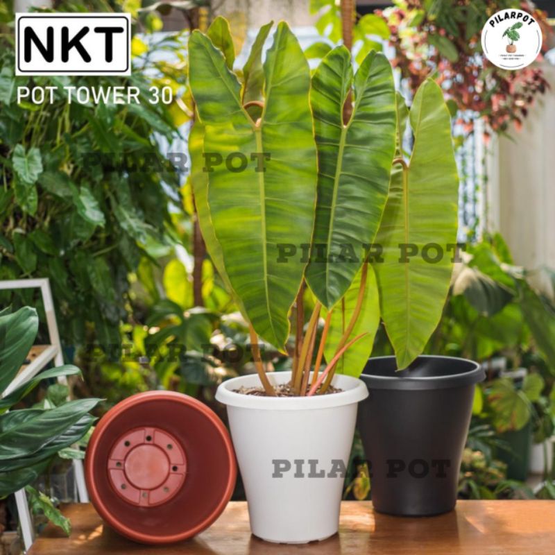 pot bunga tanaman tinggi nkt tower hitam 30cm - NKT TOWER 30 HITAM