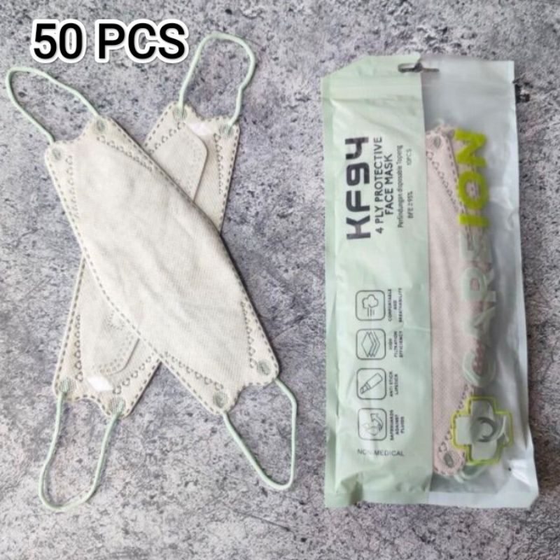 Masker Kf94 isi 50pcs 4ply High Quality Bahan Nyaman dan Lembut Semarang-KF SOFT MATCHA 50PCS