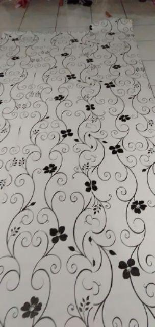 Wps073 White N Black Flower Walpaper Dinding Wallpaper Sticker 45cmx5m