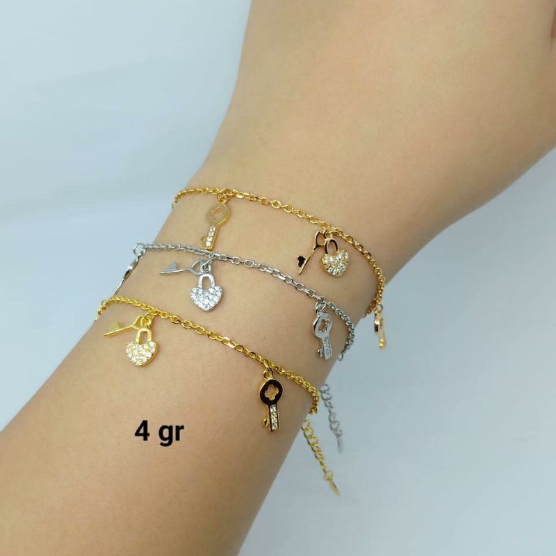 gelang tangan rantai nori +m kunci gembok corr mp silver925