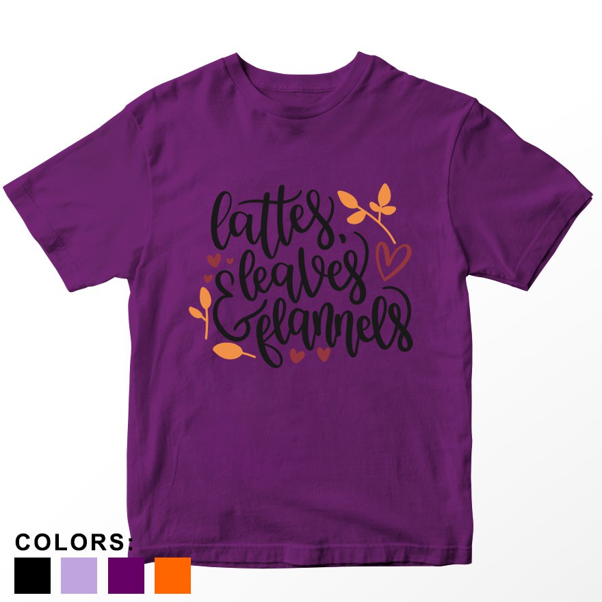 Kaos Anak Halloween Lattes Leaves Flannels, Usia 1 - 10 Tahun Warna Ungu Laki-laki/Perempuan