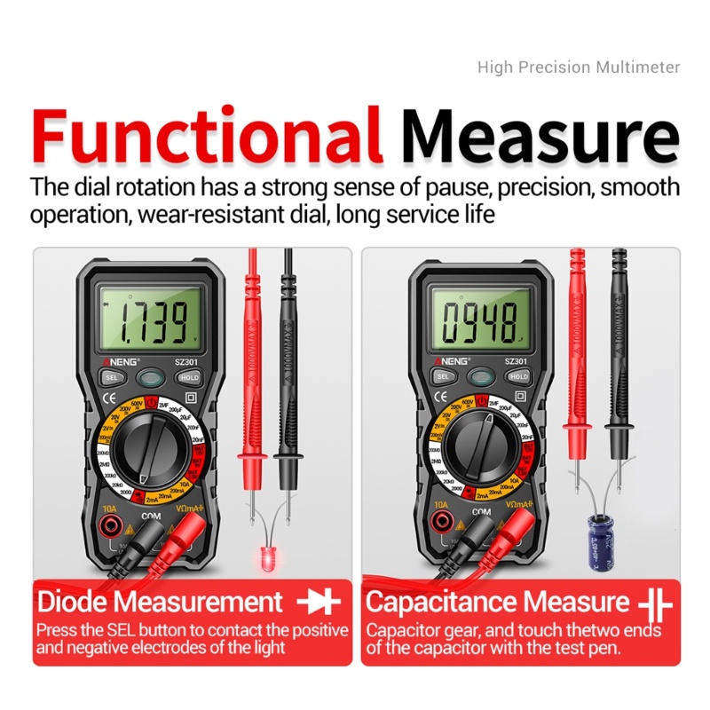 Multimeter Digital Elektrik Otomotif Pengukur Kapasitansi Tegangan Arus