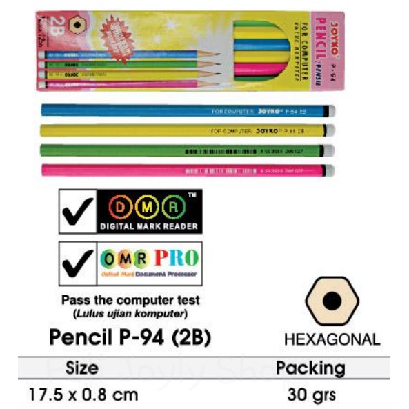 

PENSIL 2B JOYKO P94 PENCIL LULUS UJIAN KOMPUTER TULIS BUKU ATK MURAH