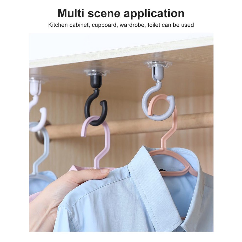 Kait Langit-Langit Gantungan Kunci / Mantel Multifungsi Model Putar Dengan Perekat Kuat Untuk Dapur / Kamar Mandi